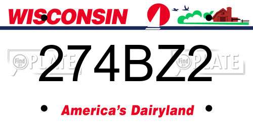 274BZ2 Wisconsin License Plate
