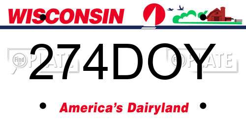 274DOY Wisconsin License Plate