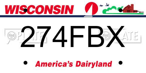 274FBX Wisconsin License Plate