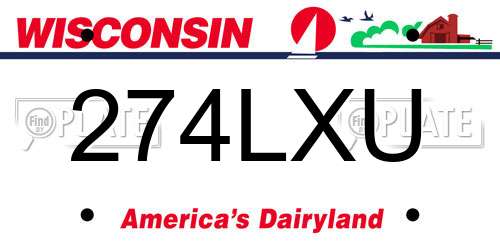 274LXU Wisconsin License Plate