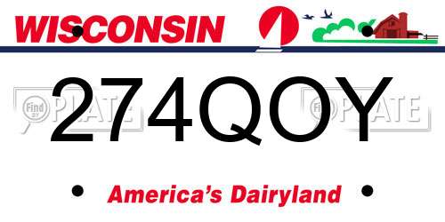 274QOY Wisconsin License Plate