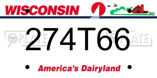 274T66 Wisconsin License Plate