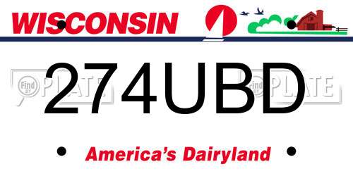 274UBD Wisconsin License Plate