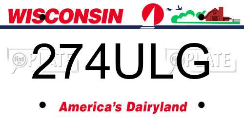 274ULG Wisconsin License Plate