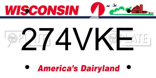 274VKE Wisconsin License Plate