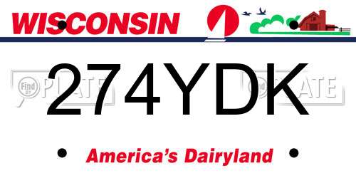 274YDK Wisconsin License Plate