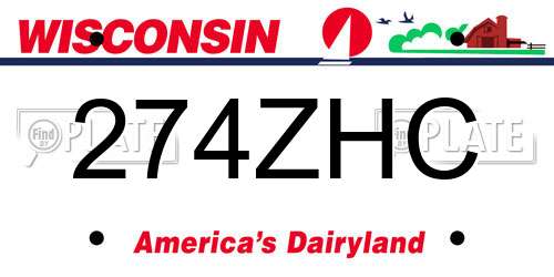 274ZHC Wisconsin License Plate