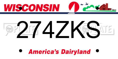 274ZKS Wisconsin License Plate