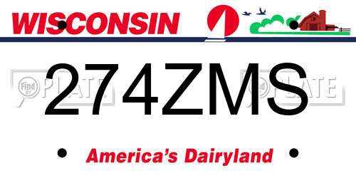 274ZMS Wisconsin License Plate