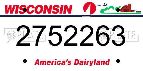 2752263 Wisconsin License Plate