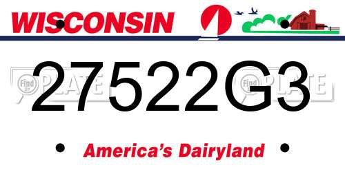 27522G3 Wisconsin License Plate