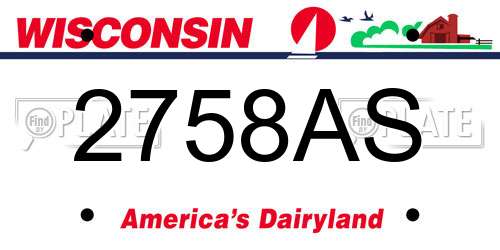 2758AS Wisconsin License Plate