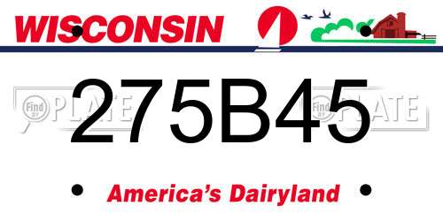 275B45 Wisconsin License Plate