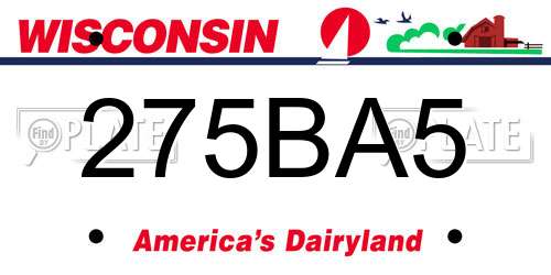 275BA5 Wisconsin License Plate