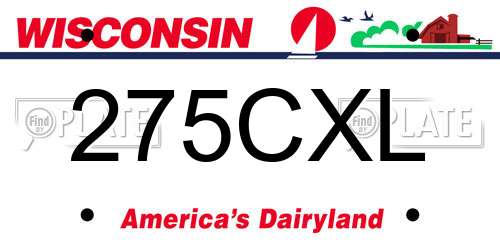 275CXL Wisconsin License Plate