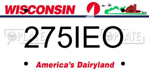 275IEO Wisconsin License Plate