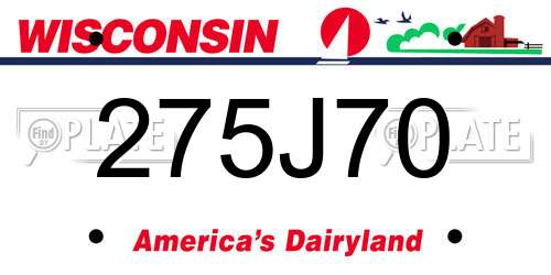 275J70 Wisconsin License Plate