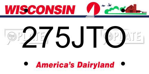 275JTO Wisconsin License Plate