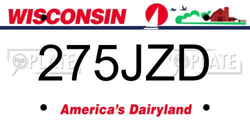 275JZD Wisconsin License Plate