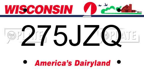 275JZQ Wisconsin License Plate