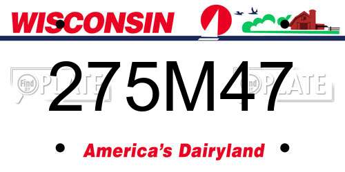 275M47 Wisconsin License Plate