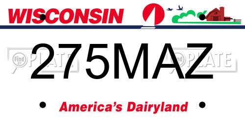 275MAZ Wisconsin License Plate