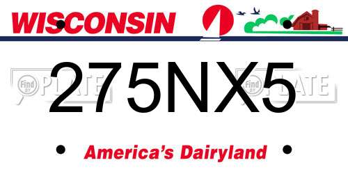 275NX5 Wisconsin License Plate