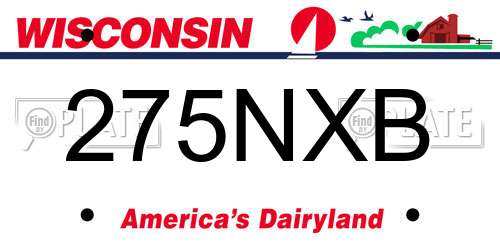 275NXB Wisconsin License Plate