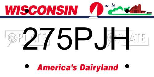 275PJH Wisconsin License Plate