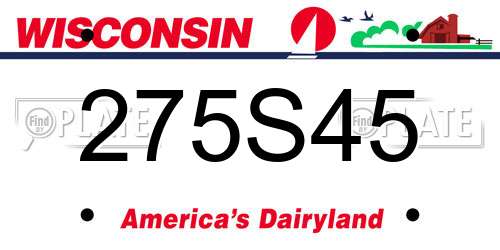 275S45 Wisconsin License Plate