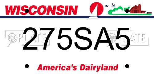 275SA5 Wisconsin License Plate