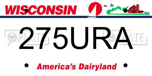 275URA Wisconsin License Plate