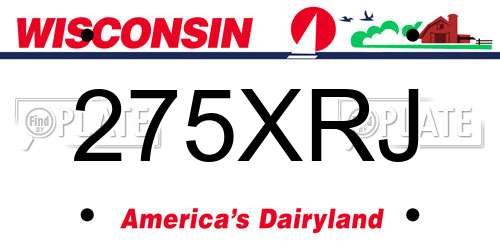 275XRJ Wisconsin License Plate