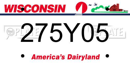 275Y05 Wisconsin License Plate
