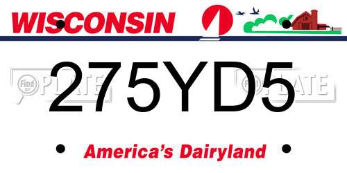 275YD5 Wisconsin License Plate