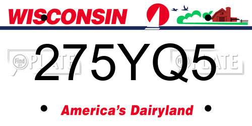 275YQ5 Wisconsin License Plate
