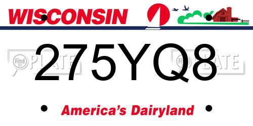 275YQ8 Wisconsin License Plate