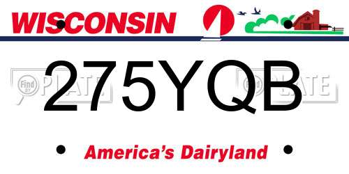 275YQB Wisconsin License Plate