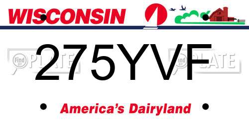 275YVF Wisconsin License Plate