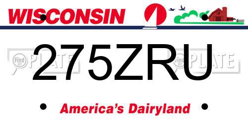 275ZRU Wisconsin License Plate