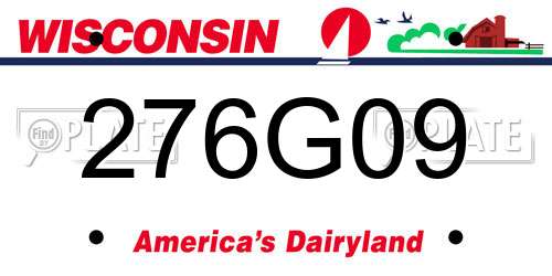 276G09 Wisconsin License Plate