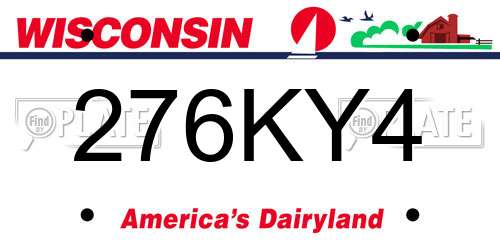 276KY4 Wisconsin License Plate