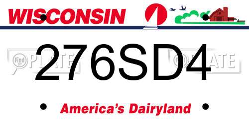 276SD4 Wisconsin License Plate