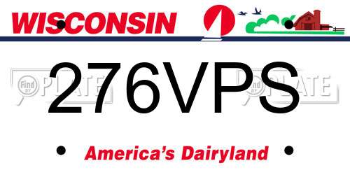276VPS Wisconsin License Plate