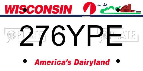 276YPE Wisconsin License Plate