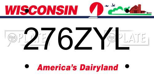 276ZYL Wisconsin License Plate