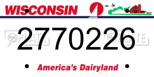 2770226 Wisconsin License Plate