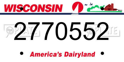 2770552 Wisconsin License Plate