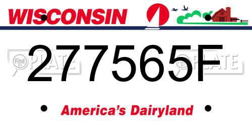 277565F Wisconsin License Plate
