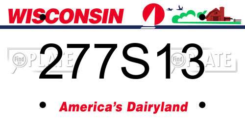277S13 Wisconsin License Plate